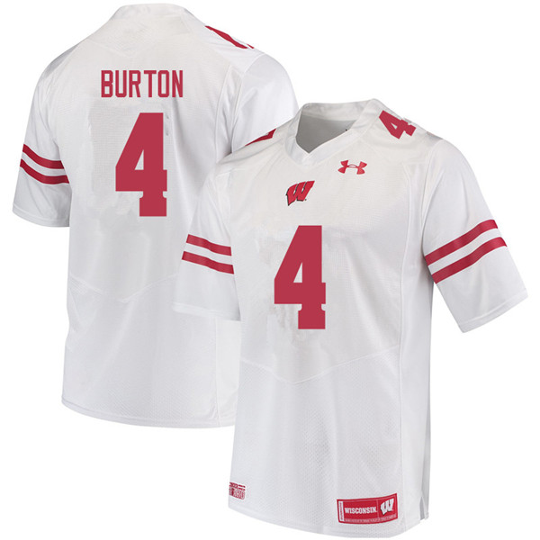 Men #4 Donte Burton Wisconsin Badgers College Football Jerseys Sale-White